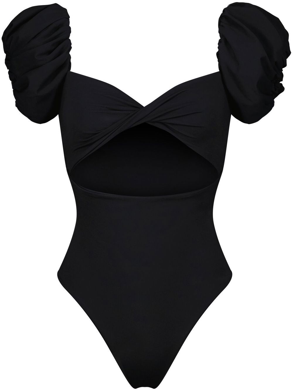 Giambattista Valli Puff-sleeve Cutout Swimsuit In Black