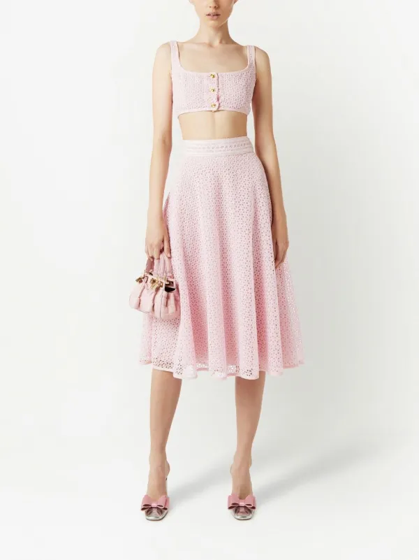Giambattista Valli lace-embroidered Sleeveless Crop Top Pink