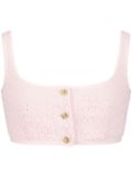 Giambattista Valli lace-embroidered sleeveless crop top - Pink