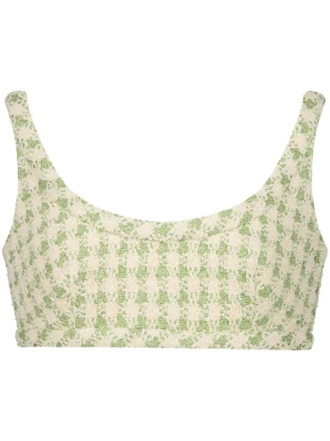 Giambattista Valli check-pattern tweed crop top