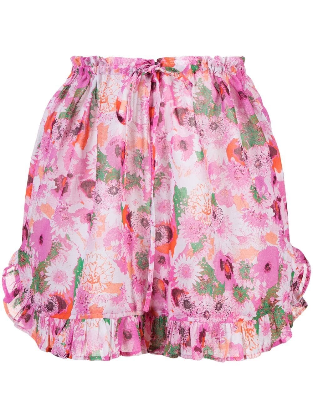 GANNI Printed high-waist Shorts - Farfetch