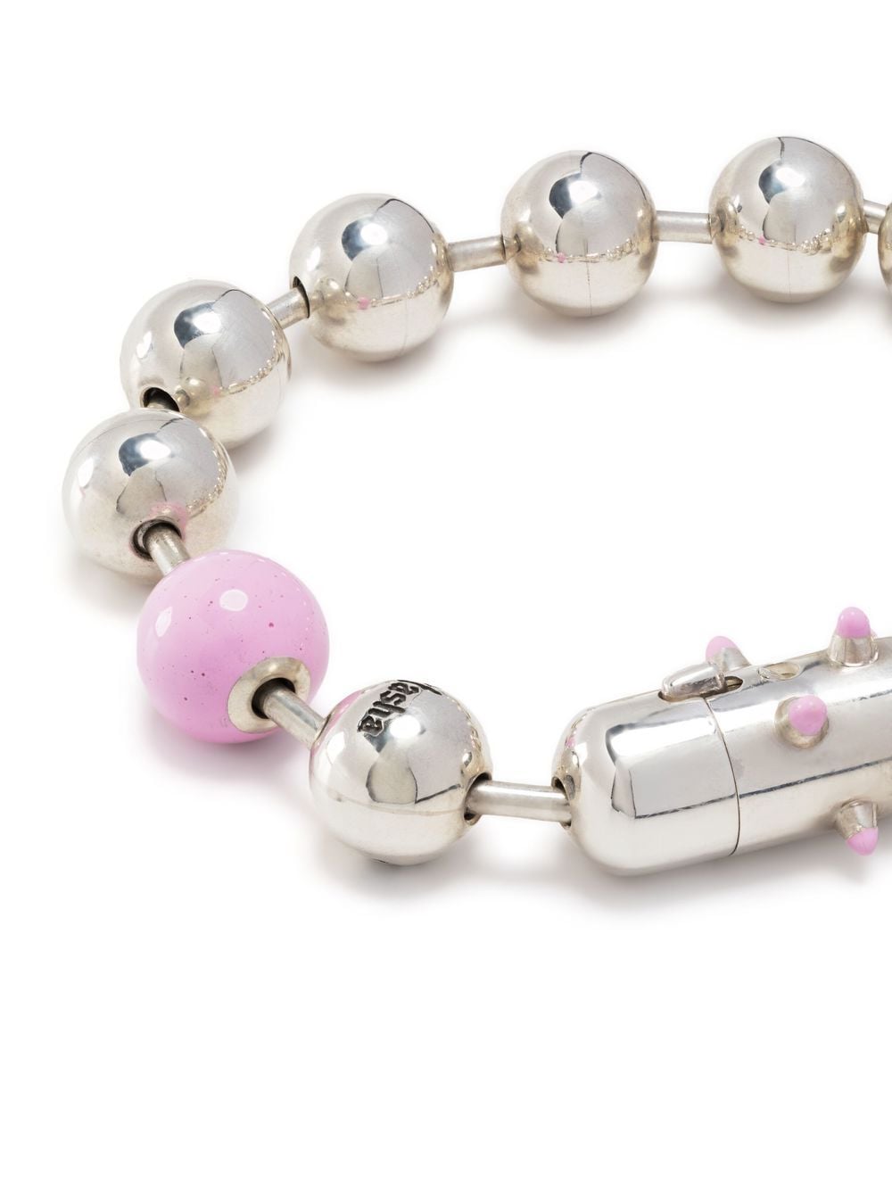 Shop Natasha Zinko Bunny Ball-chain Bracelet In Silver