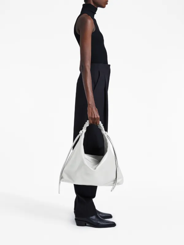 Proenza Schouler Large Drawstring Leather Shoulder Bag | White