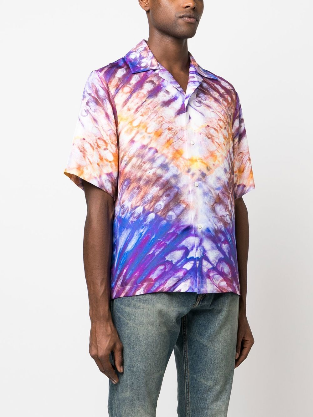 Amiri Convertible-collar Tie-dyed Silk-twill Shirt In Multicolor | ModeSens