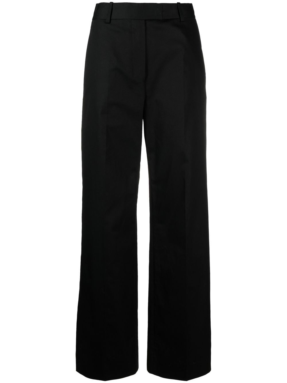 There Was One High-waisted Tailored Cotton Trousers In Black