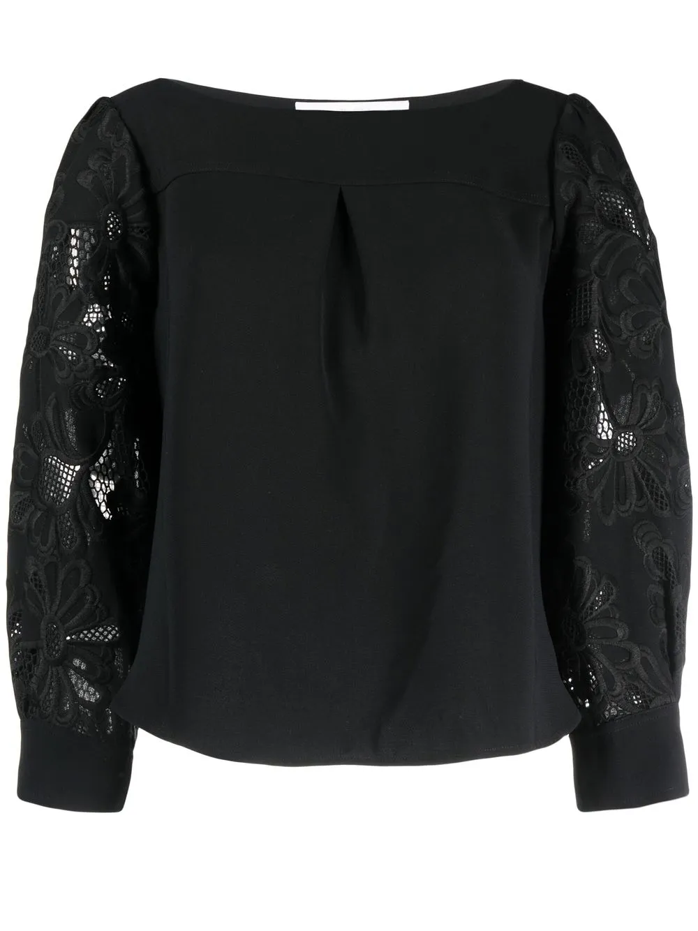 See By Chloé Floral Embroidered-sleeve Blouse In Black