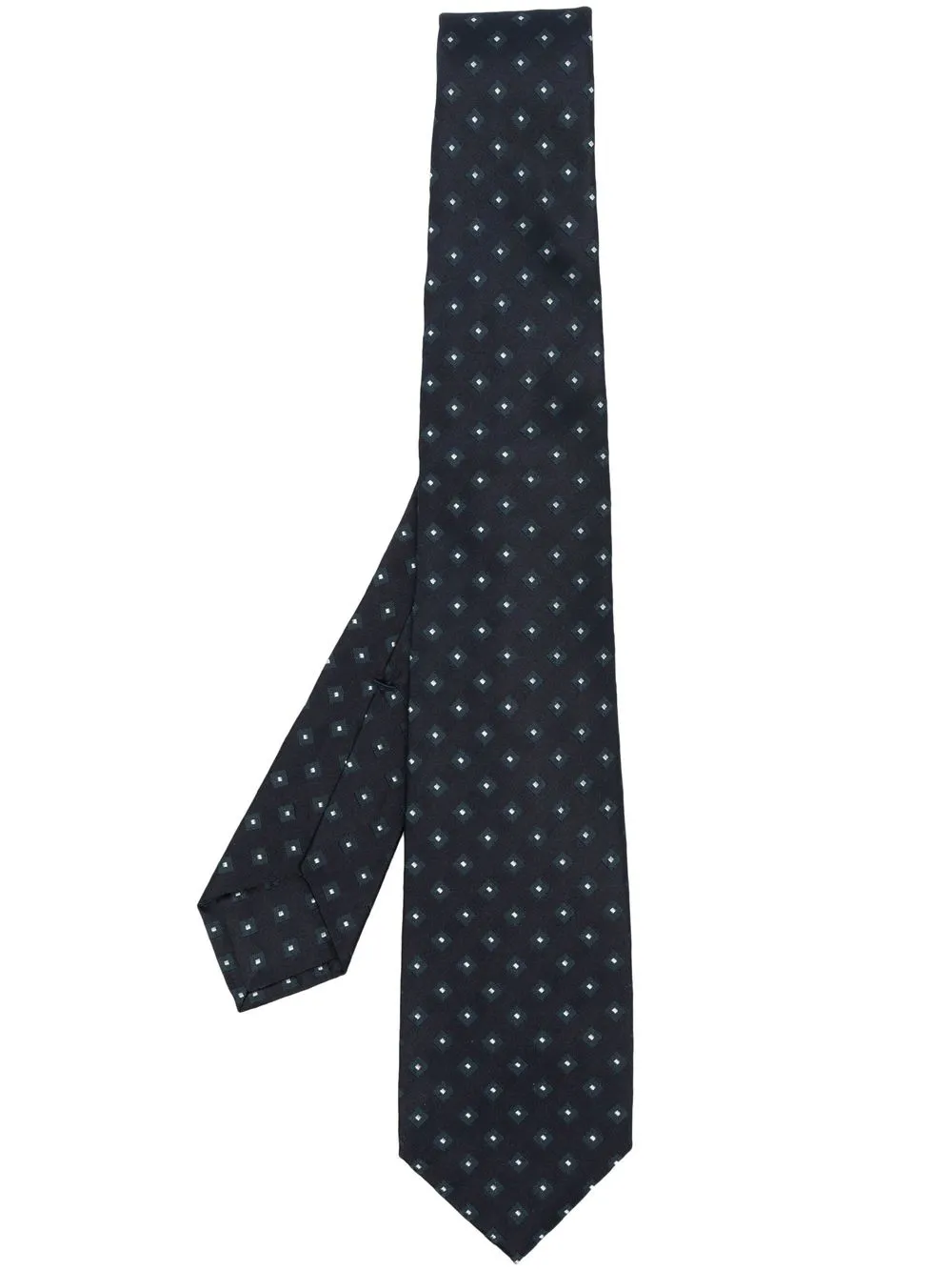 

Barba polka dot embroidery silk tie - Blue