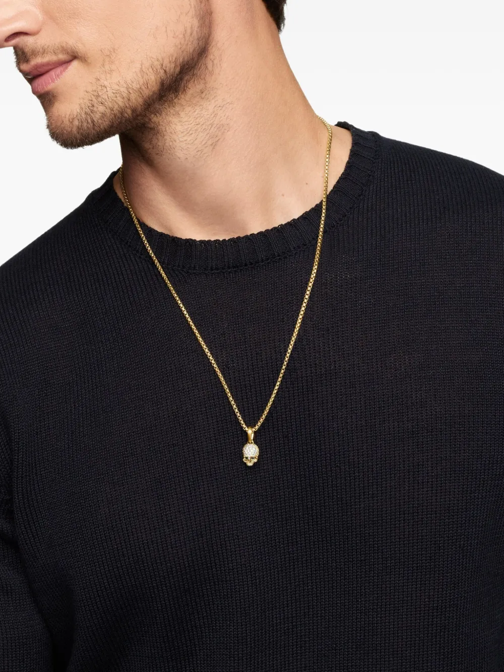 David Yurman 18kt yellow gold Memento Mori Skull diamond amulet | Image 2