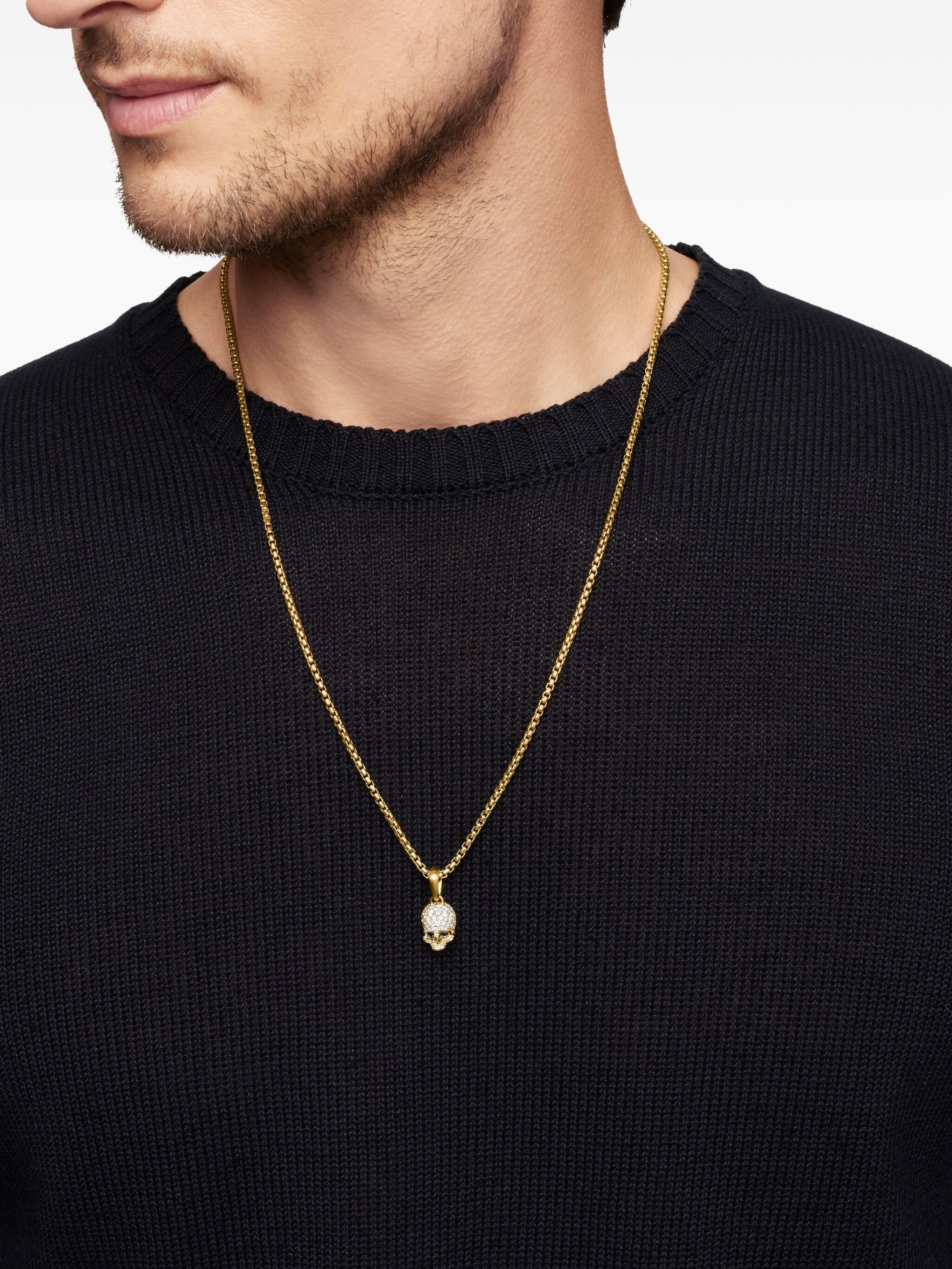 18kt yellow gold Memento Mori Skull diamond amulet — Image 3