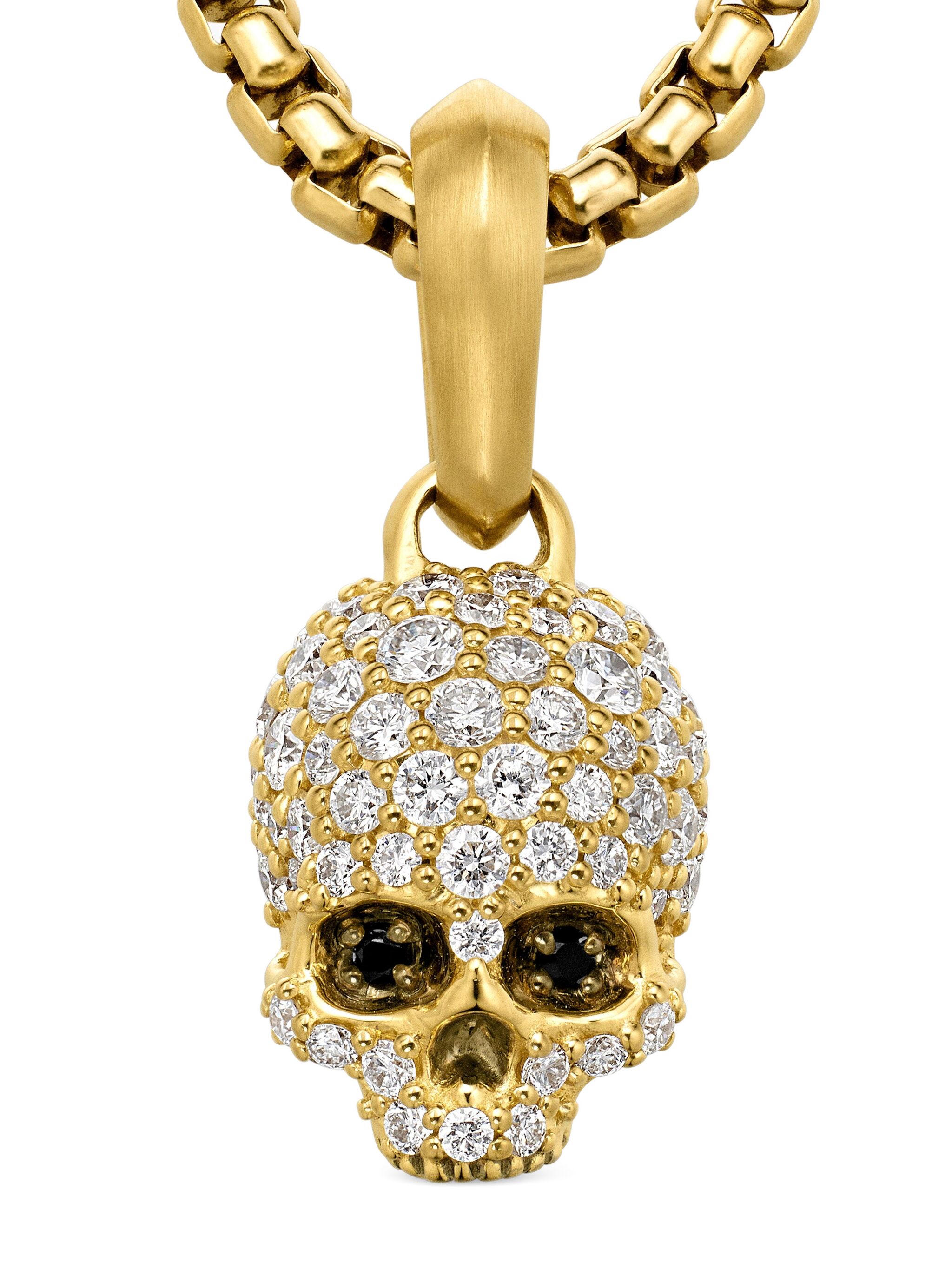 18kt yellow gold Memento Mori Skull diamond amulet — Image 7