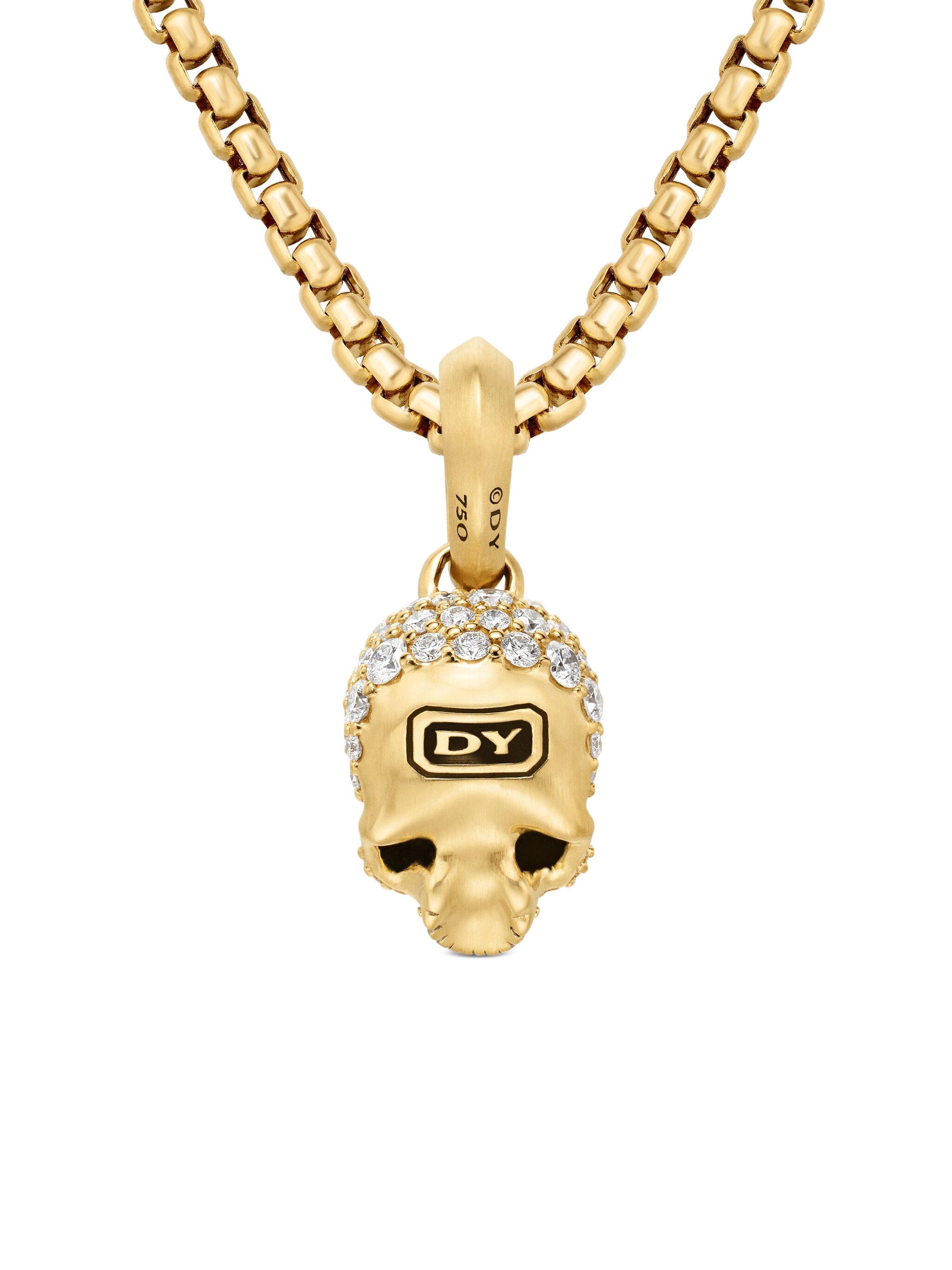 18kt yellow gold Memento Mori Skull diamond amulet — Image 5