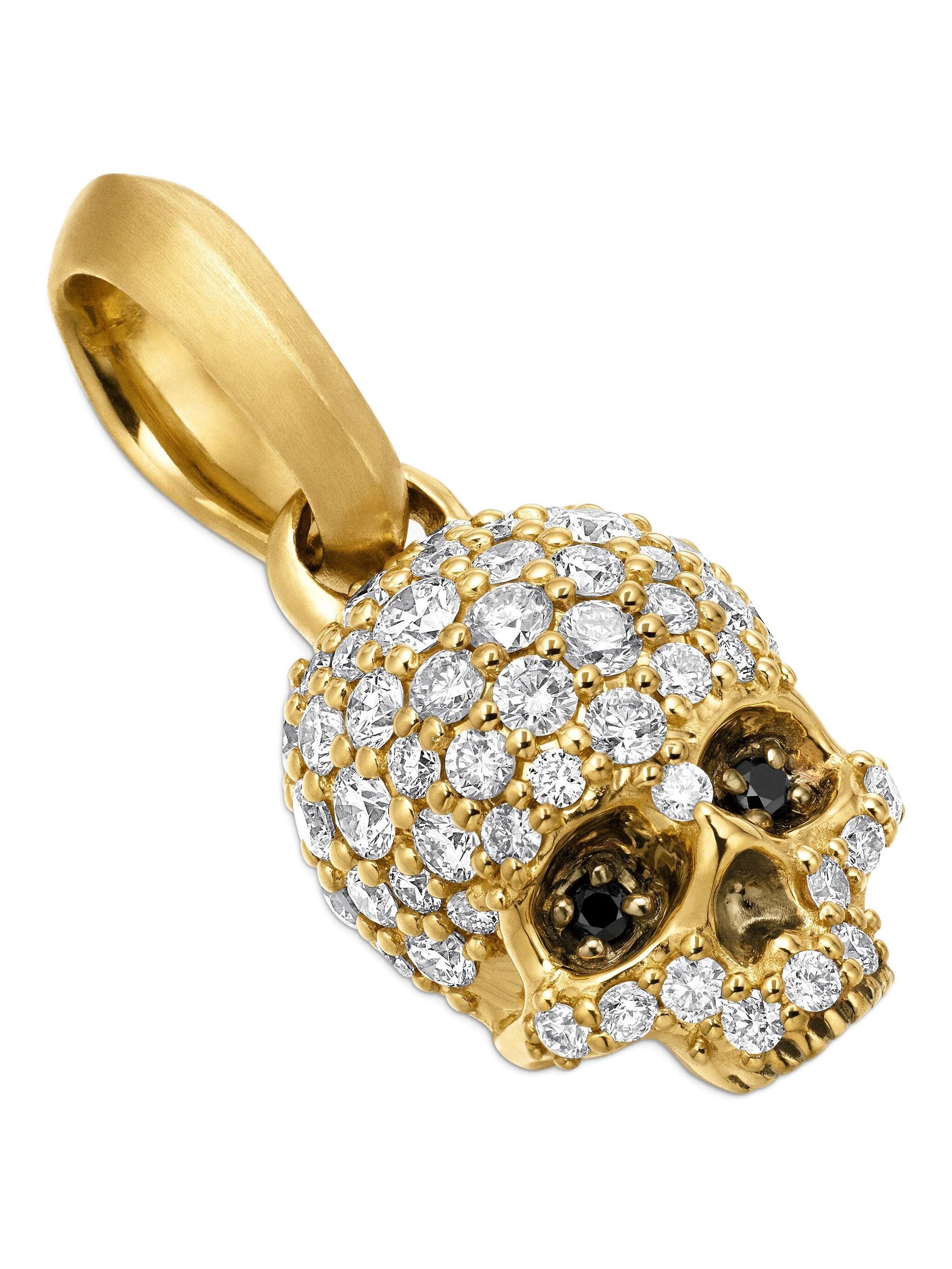 18kt yellow gold Memento Mori Skull diamond amulet — Image 4