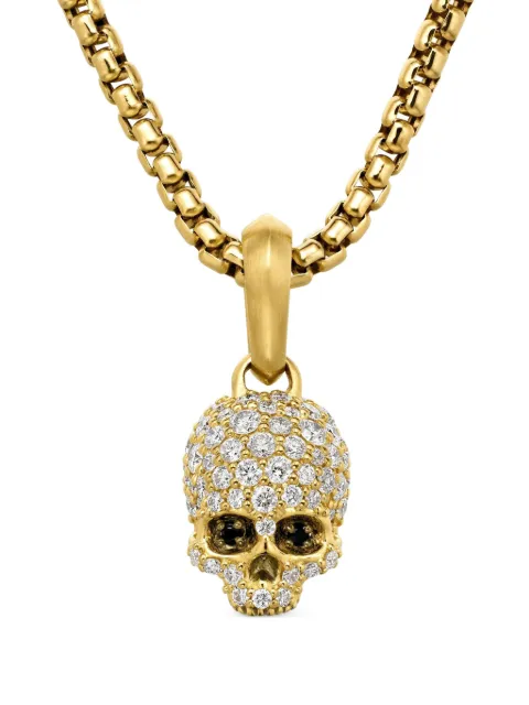 David Yurman 18kt yellow gold Memento Mori Skull diamond amulet