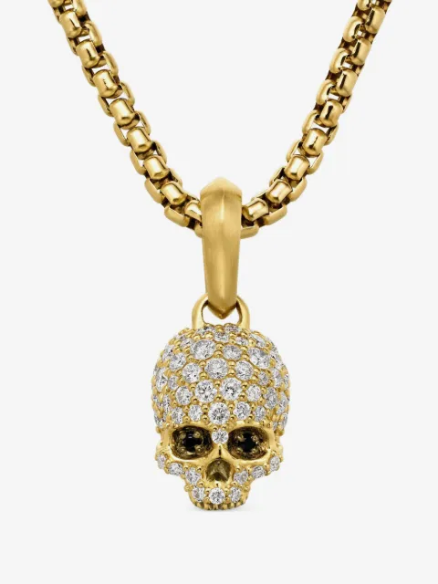 David Yurman 18kt yellow gold Memento Mori Skull diamond amulet