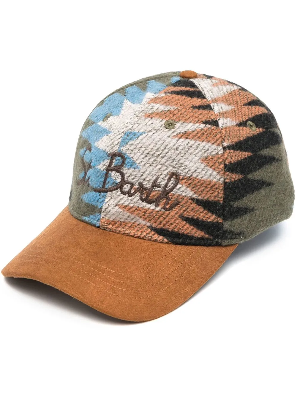 

MC2 Saint Barth logo-embroidered patterned-jacquard cap - Blue