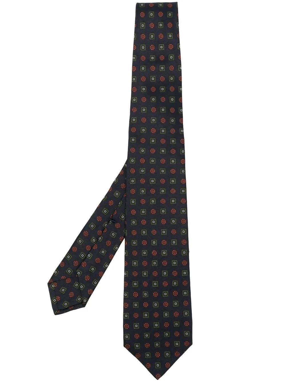 

Barba geometric-print silk tie - Blue