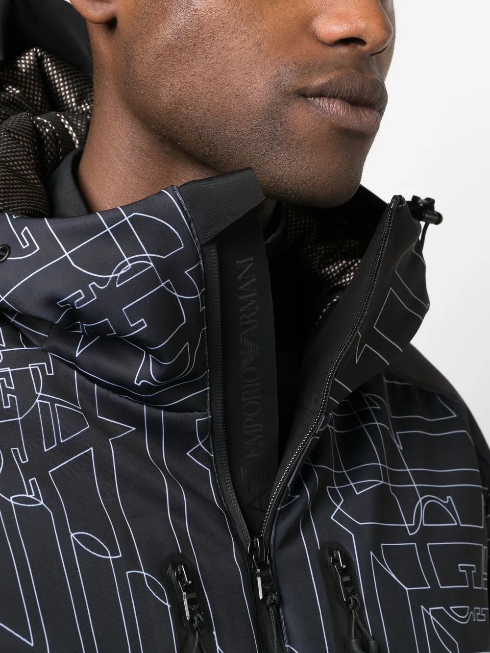 EA7 EMPORIO ARMANI LOGO印花连帽夹克