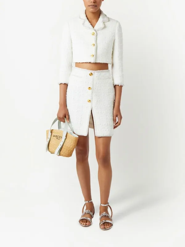 high waisted tweed mini skirt
