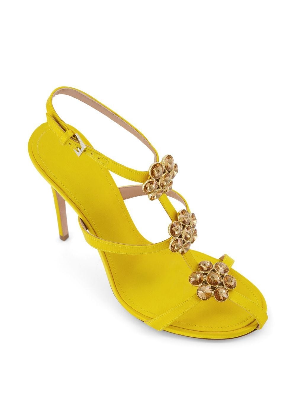 Shop Giambattista Valli 110mm Floral-appliqué Sandals In Yellow