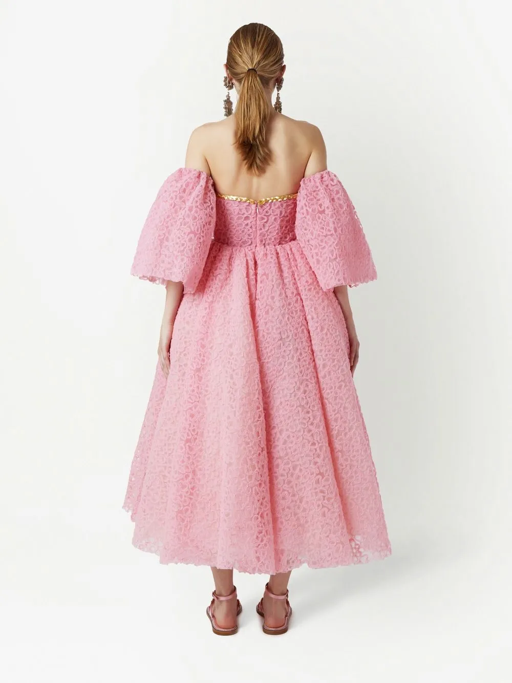GIAMBATTISTA VALLI LACE-EMBROIDERED MIDI DRESS 