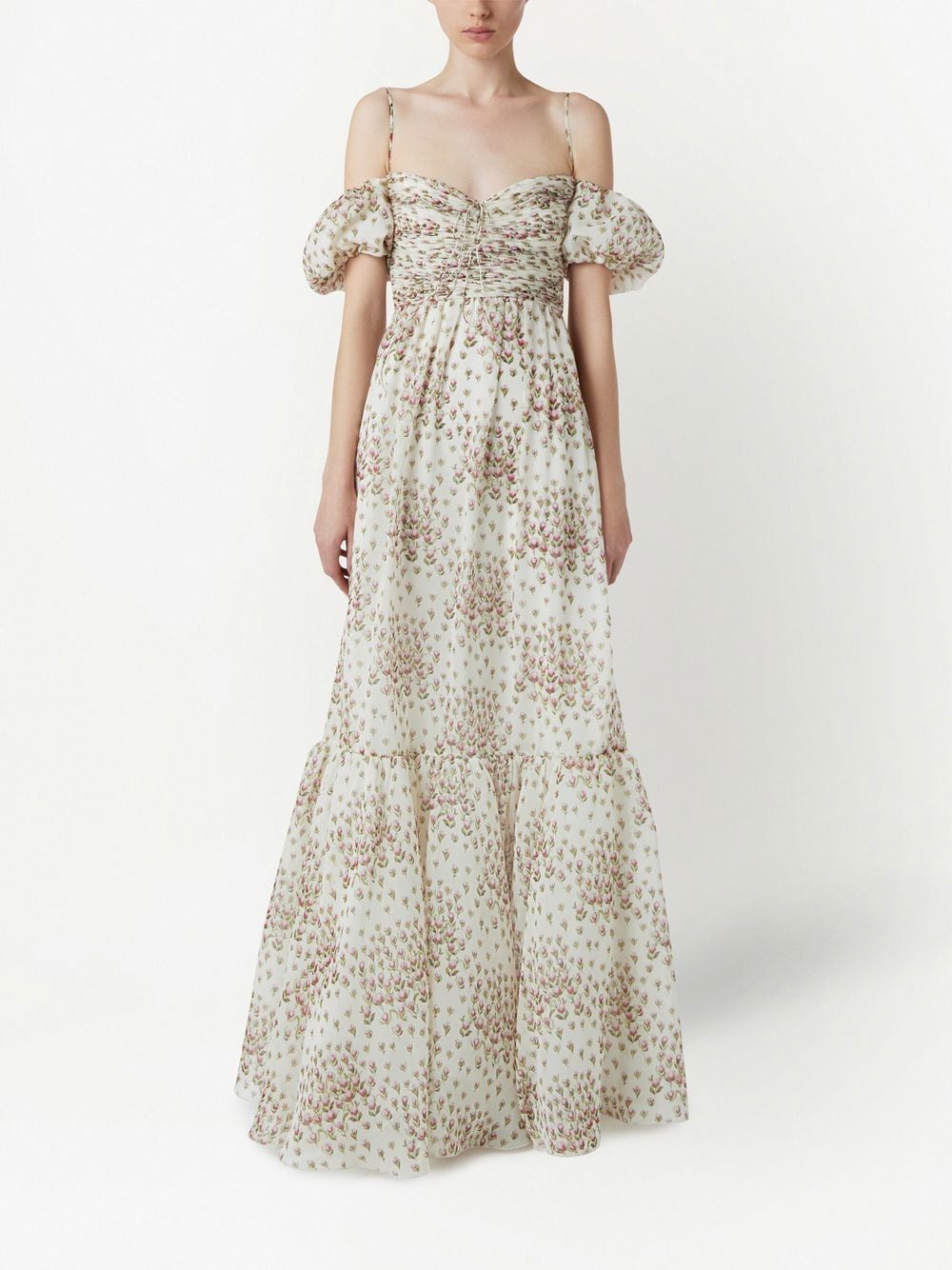 Shop Giambattista Valli Floral-print Maxi Dress In White