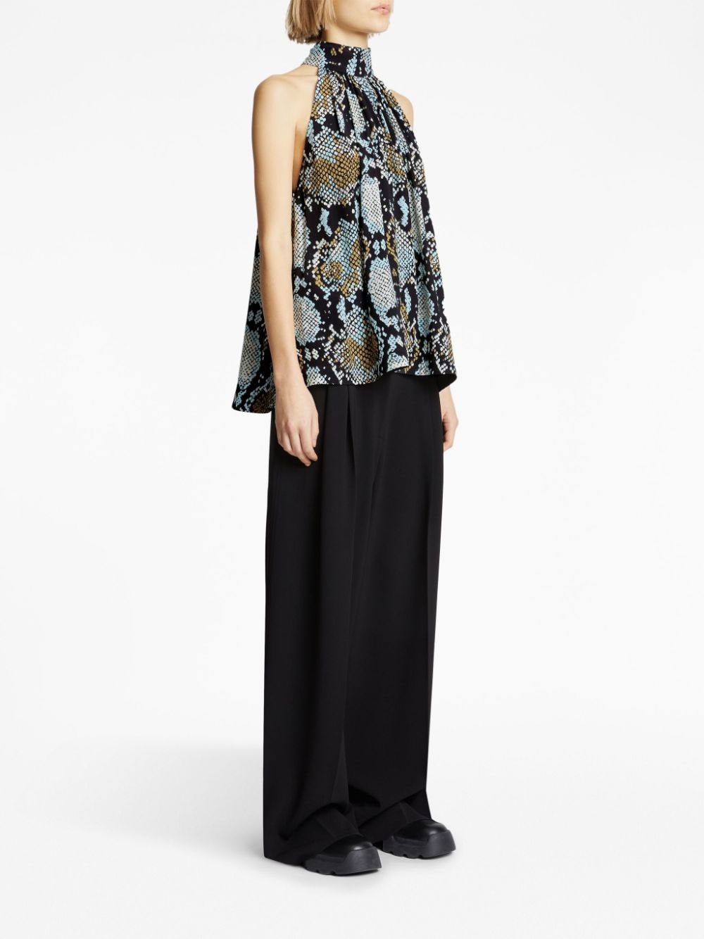 Shop Proenza Schouler Snakeskin-print Sleeveless Top In Black