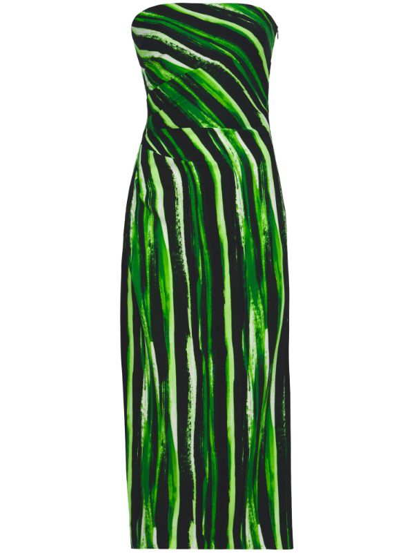 Proenza Schouler graphic print Strapless Midi Dress Farfetch