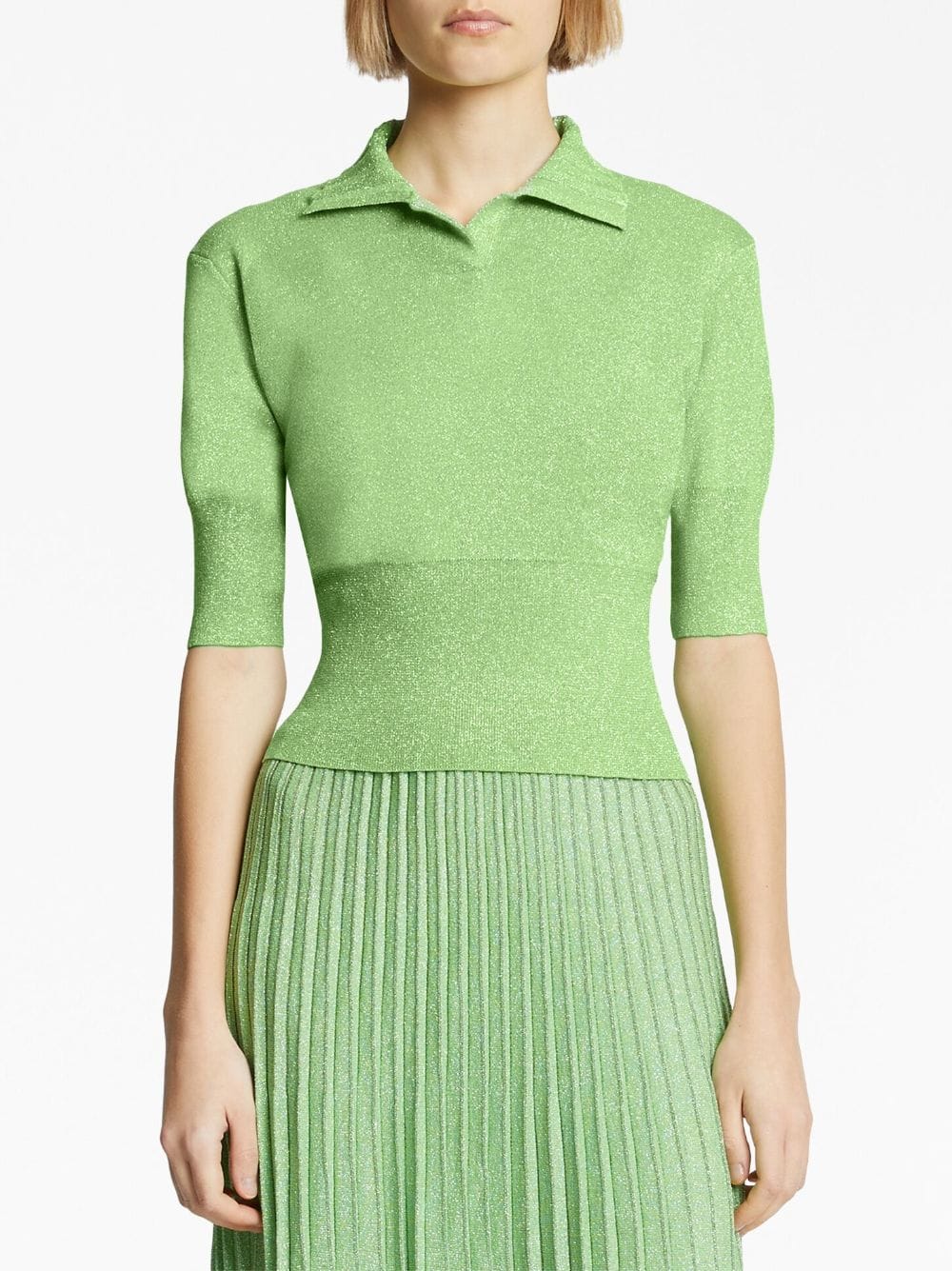 Shop Proenza Schouler Lurex Knit Top In Green