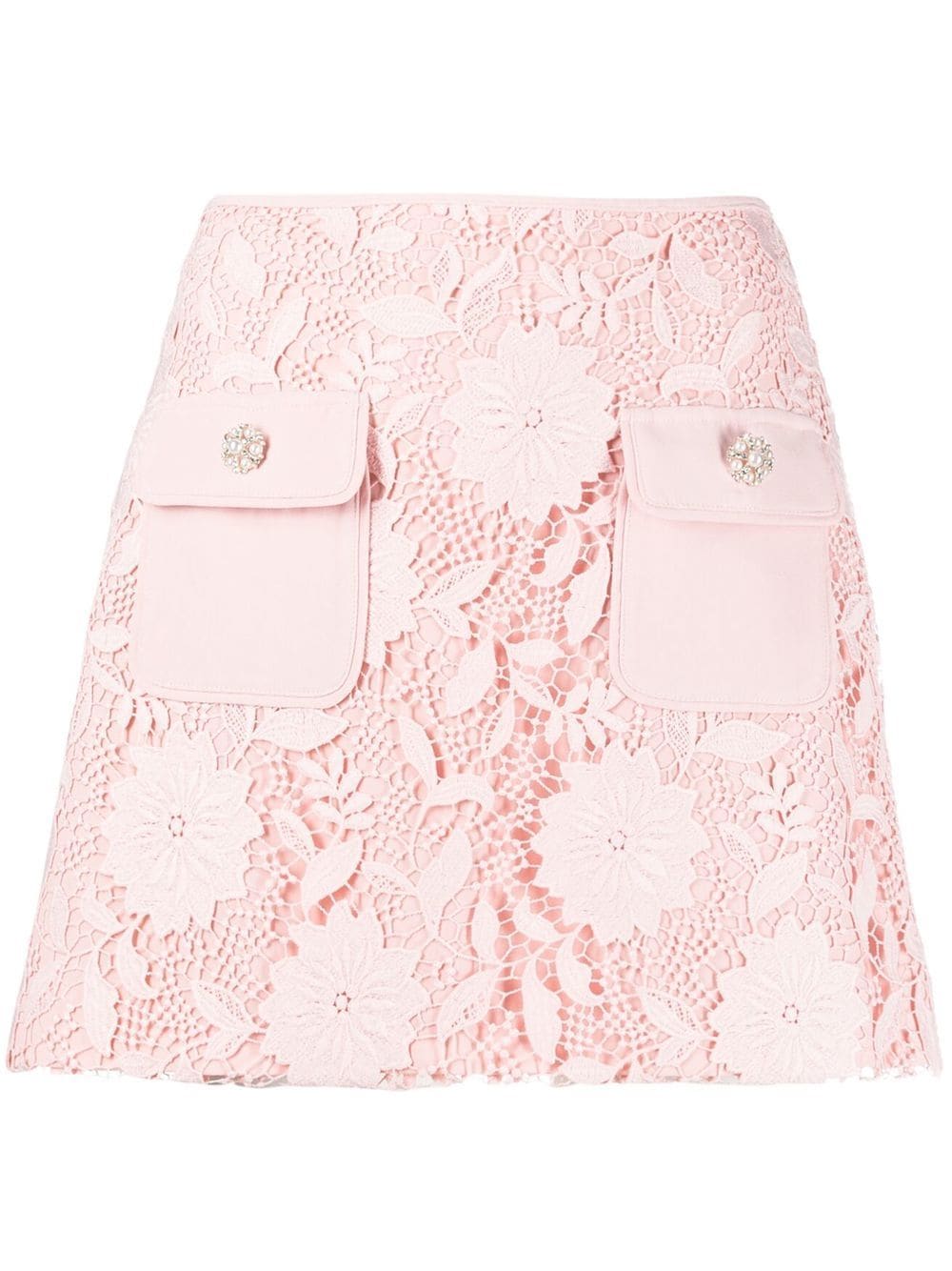 guipure-lace mini skirt