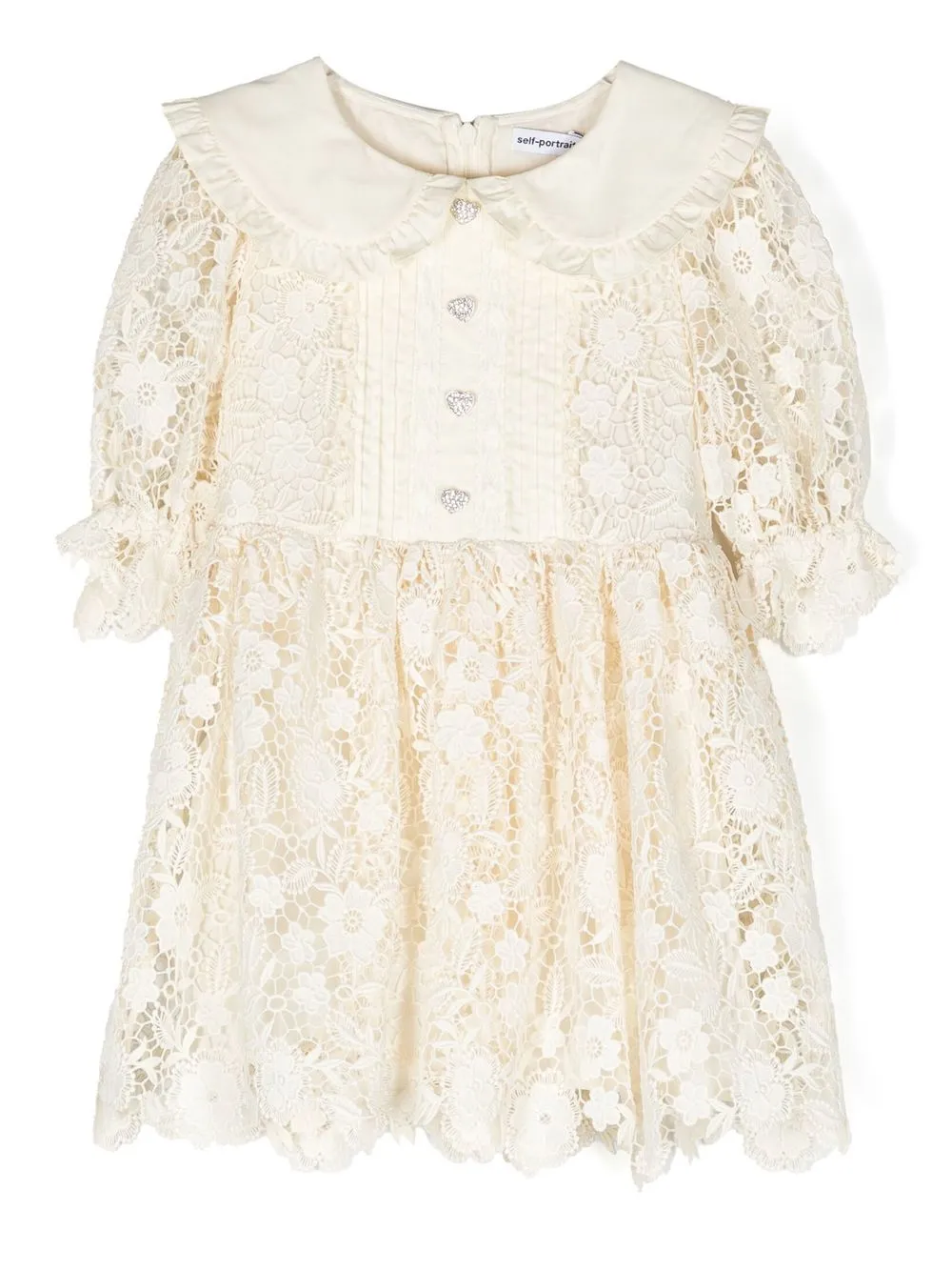 

Self-Portrait Kids lace-detail long-sleeved midi dress - Neutrals