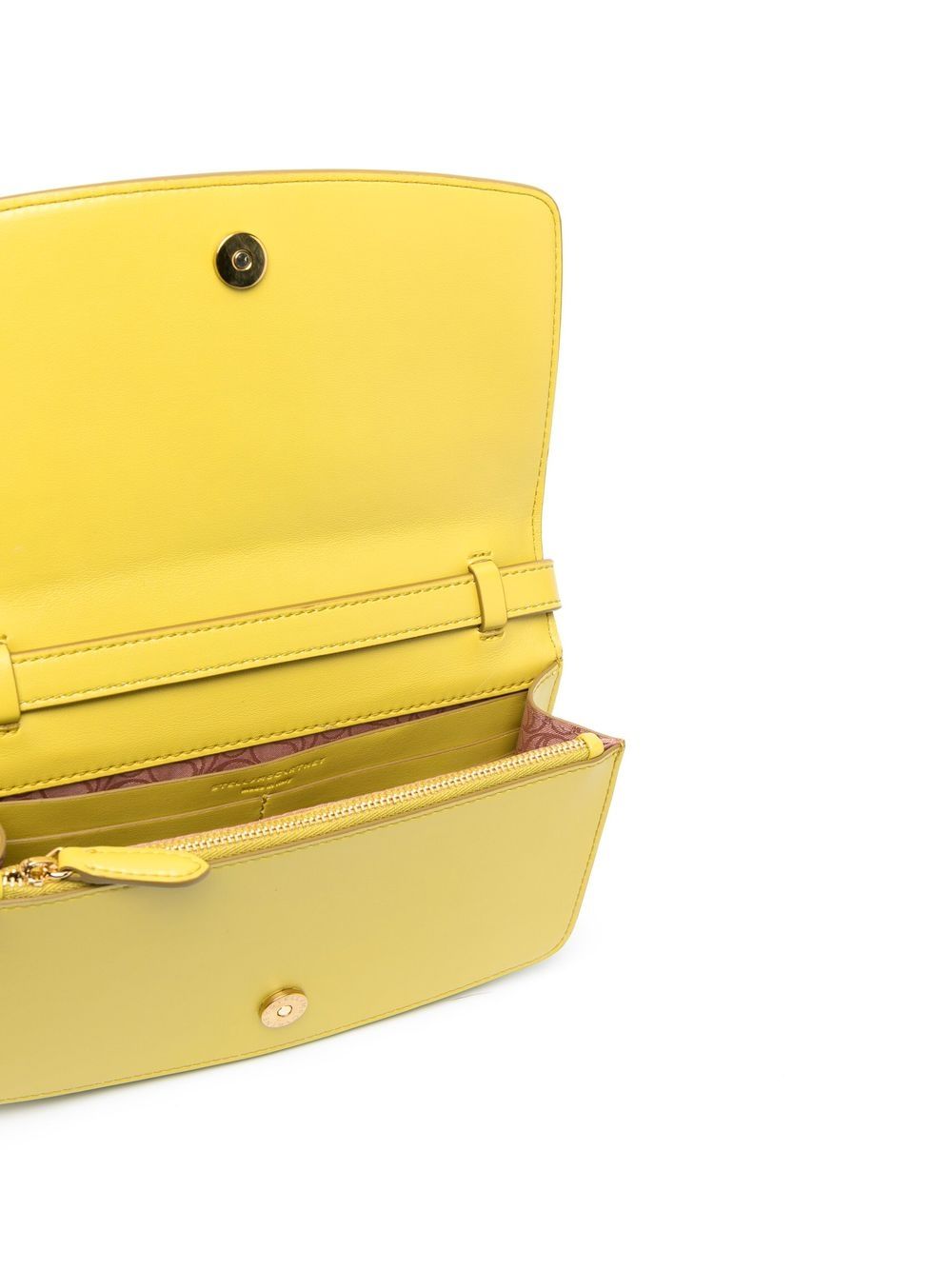 Shop Stella Mccartney Logo Plaque Crossbody Bag In Yellow