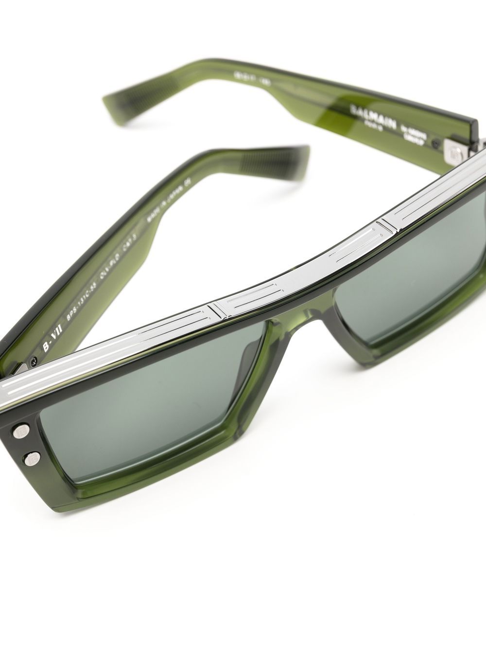 Shop Balmain Eyewear Square-frame Tinted Sunglasses In Green