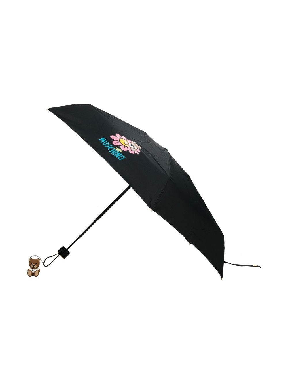 Shop Moschino Teddy Bear Floral-print Umbrella In Black