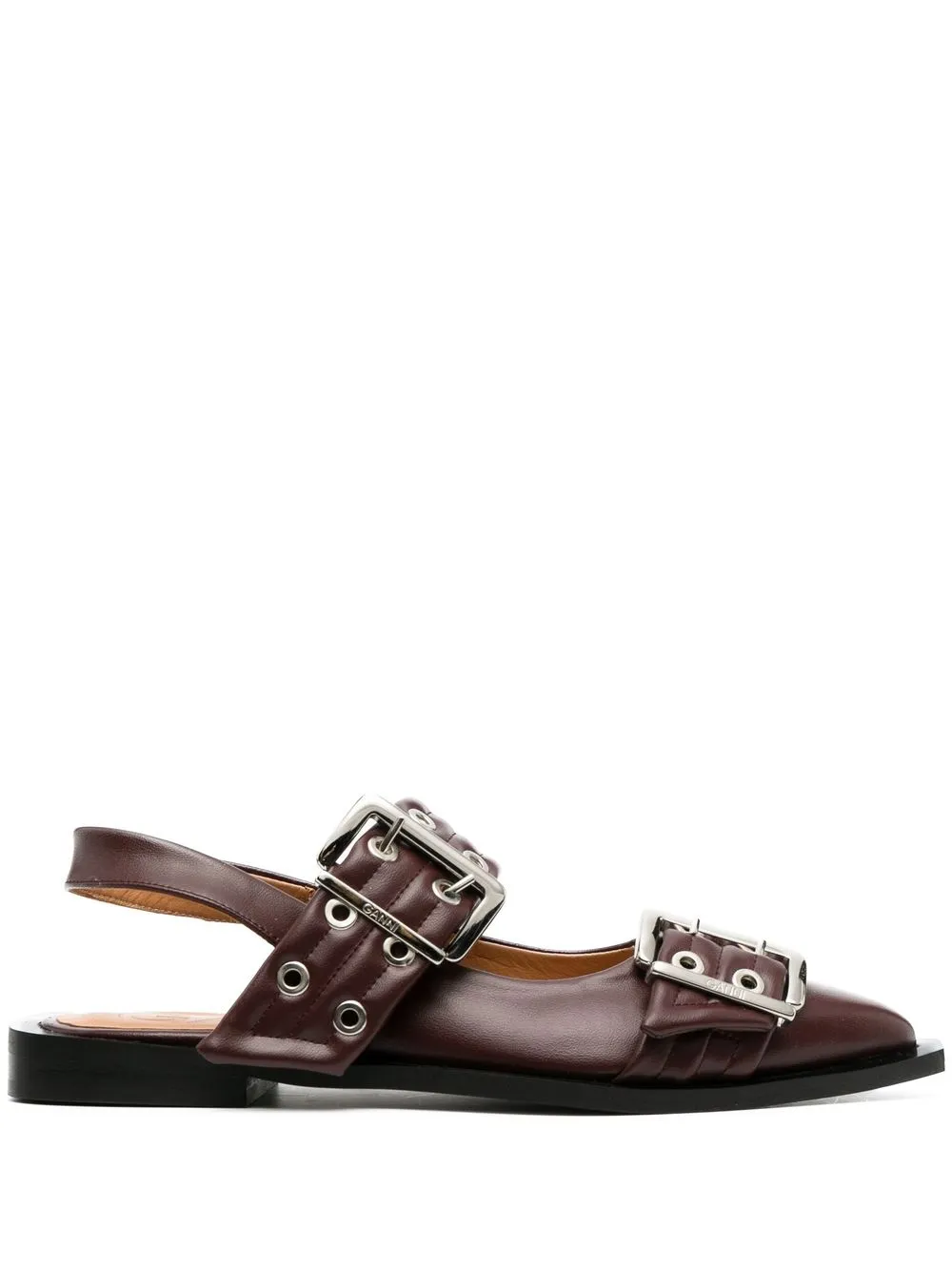 

GANNI buckle-detail pointed sandals - Brown