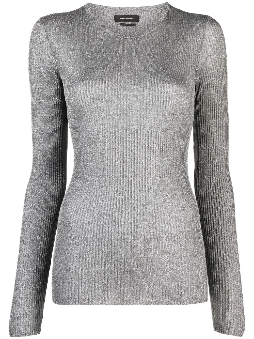

Isabel Marant glittered ribbed-knit top - Silver
