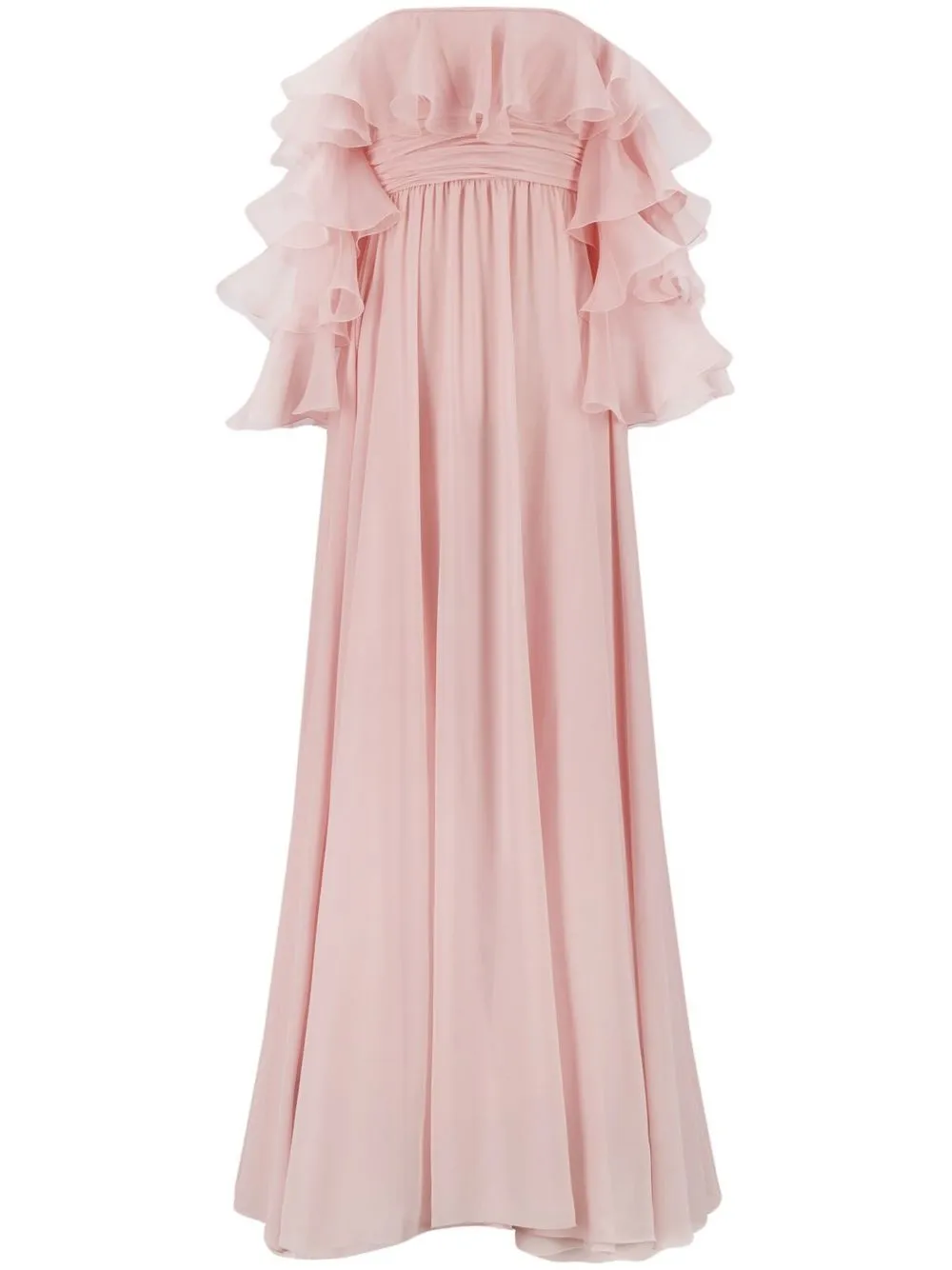 Giambattista Valli Ruffled Off-shoulder Silk Gown In Pink