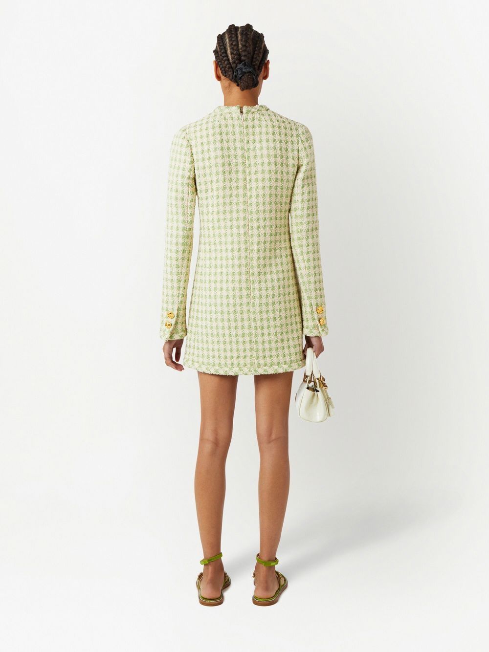 Shop Giambattista Valli Check-print Tweed Blazer Dress In Green