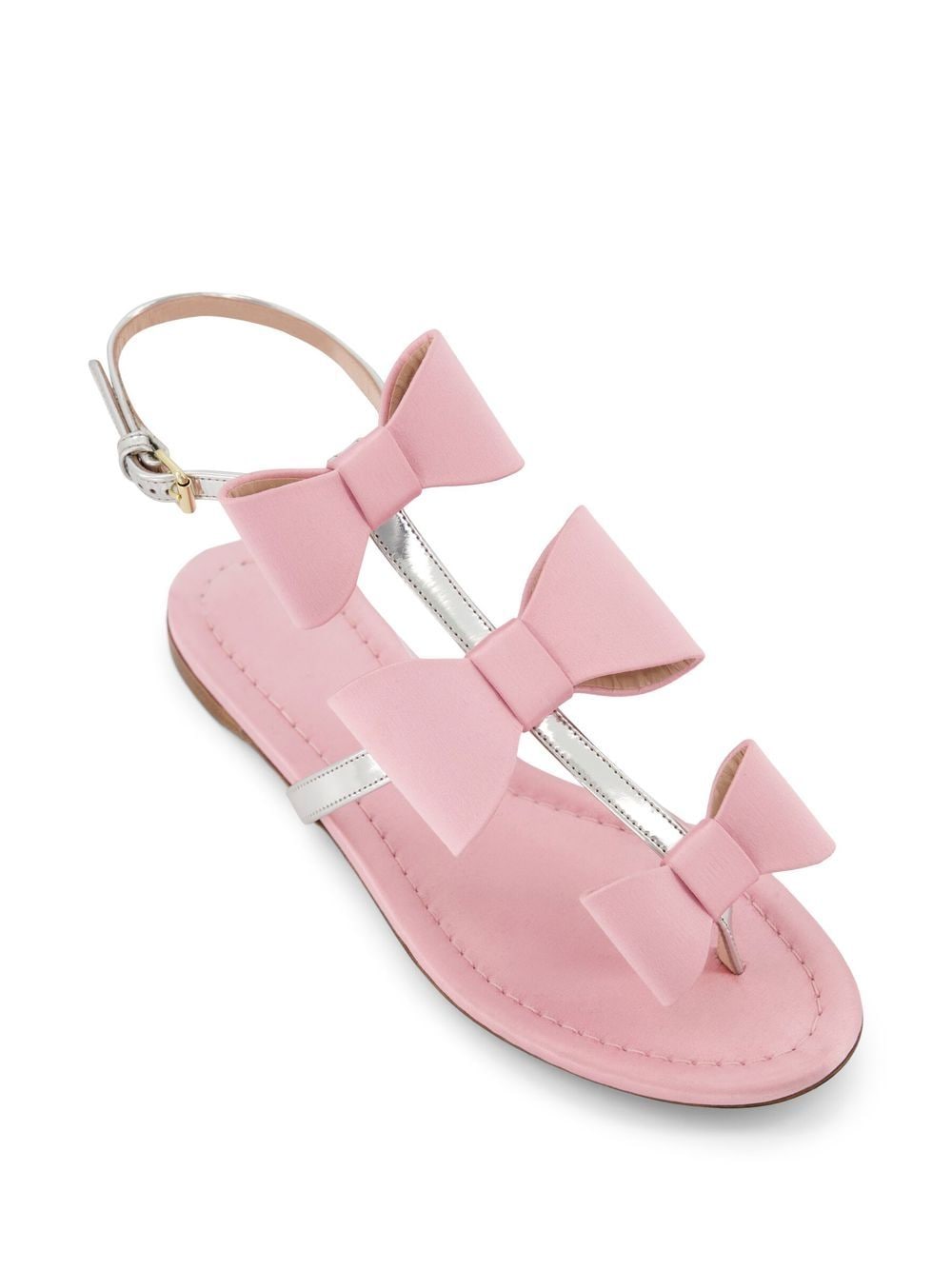Shop Giambattista Valli Bow-detail Flat Sandals In Pink