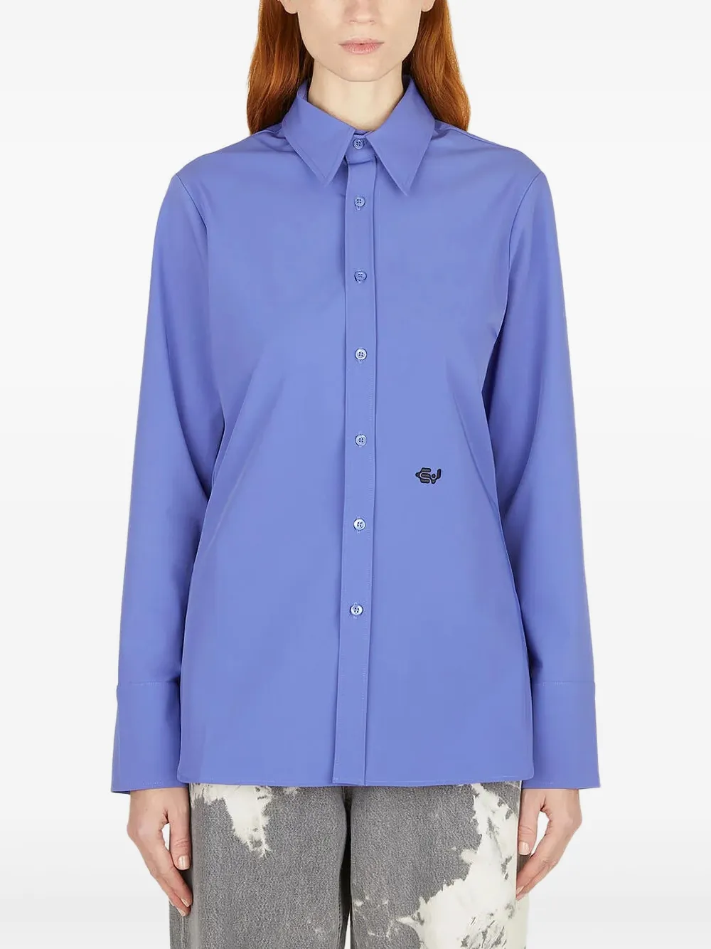 Eytys Lapel Long-sleeved Shirt In Blue