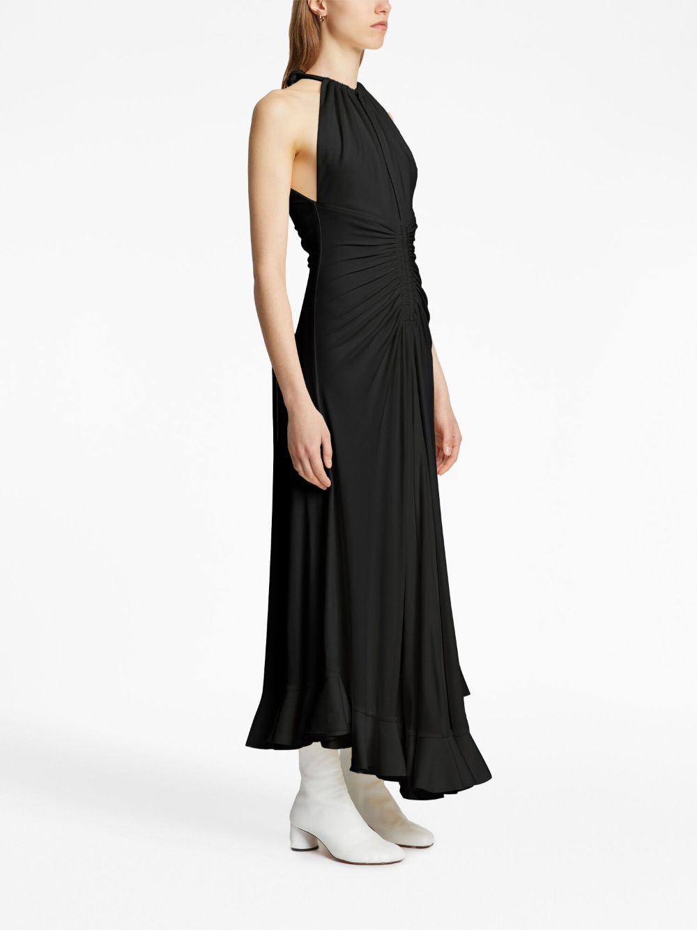 Proenza Schouler halterneck draped jersey dress Zwart