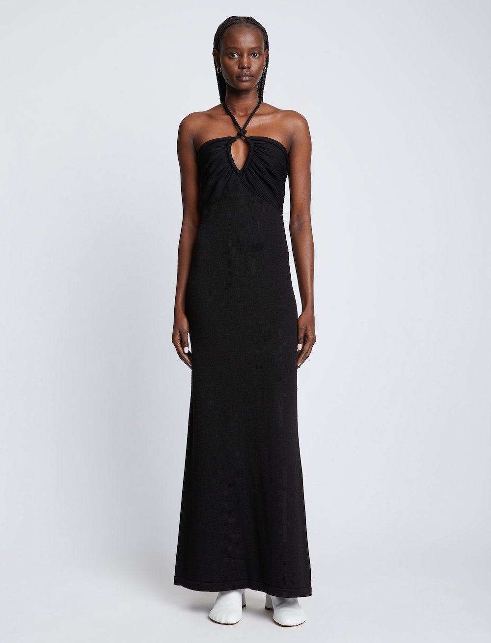 Textured Cotton Knit Halter Dress