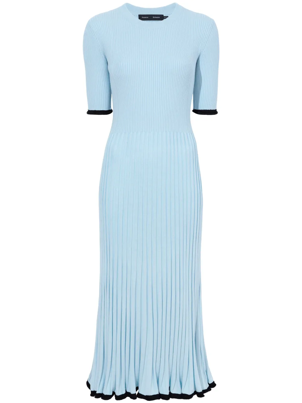 Proenza Schouler Ribbed Silk-blend Midi Dress In Blue