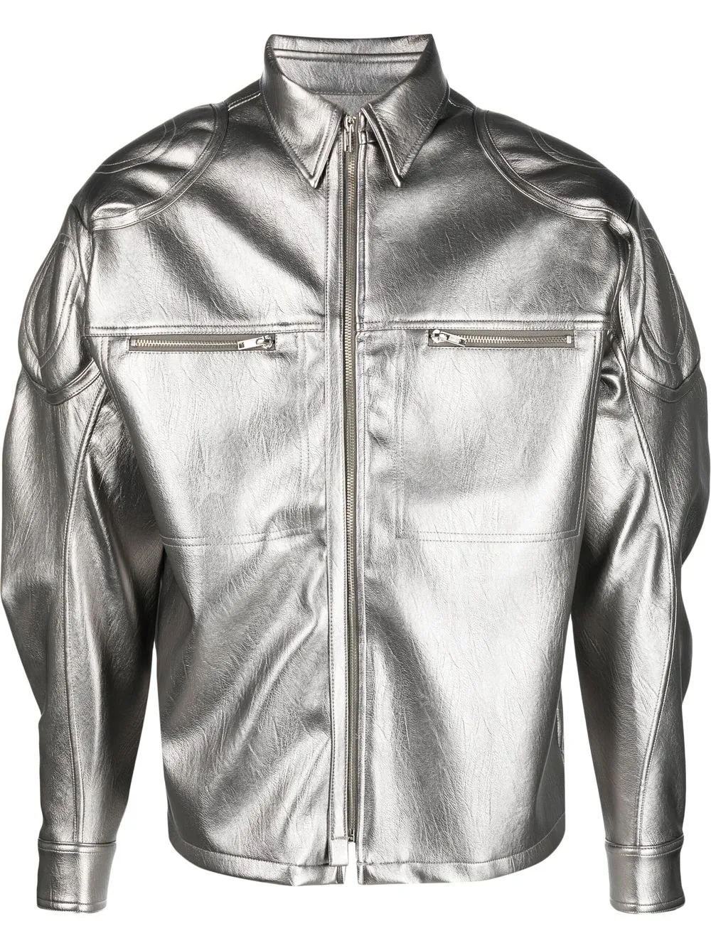 

GmbH patches zip-up metallic jacket - Silver