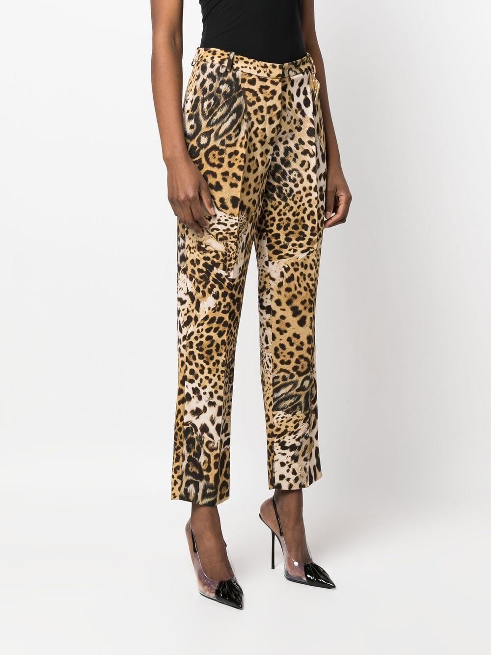 Shop Roberto Cavalli Leopard-print Cropped Trousers In Neutrals