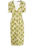 Roberto Cavalli palm tree-print midi dress - Neutrals
