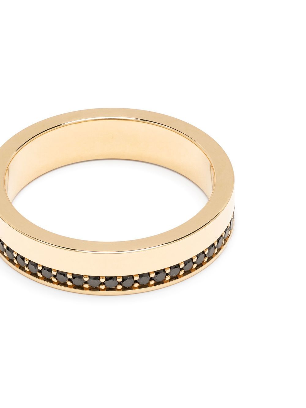 Shop Le Gramme 18kt Yellow Gold Black Diamond Ribbon Ring