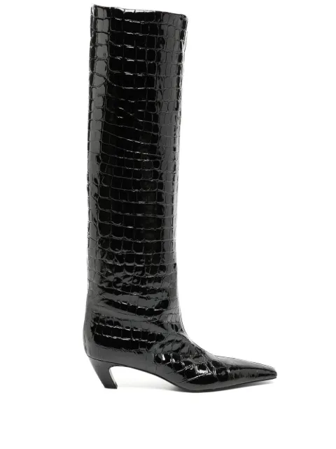 KHAITE 40mm croco-embossed knee-length boots