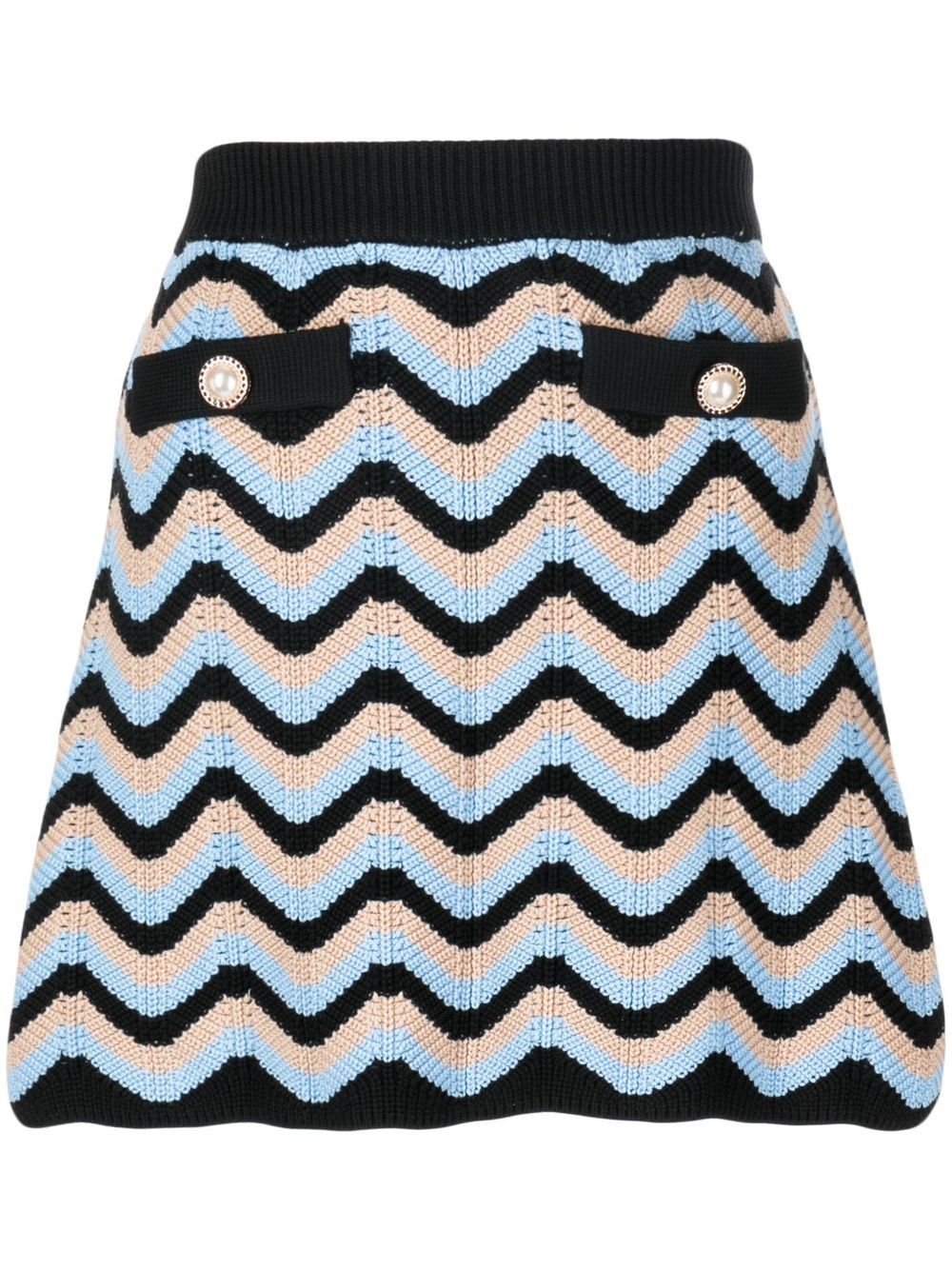 Rebecca Vallance Chatou chevron-print skirt - Blue