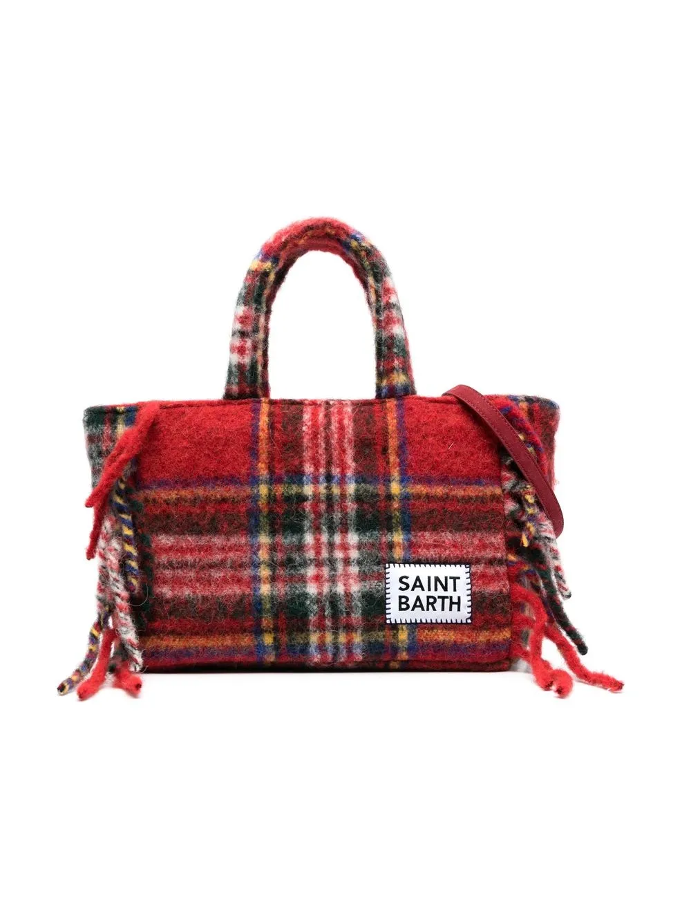 

MC2 Saint Barth Kids logo-patch check-pattern tote bag - Red