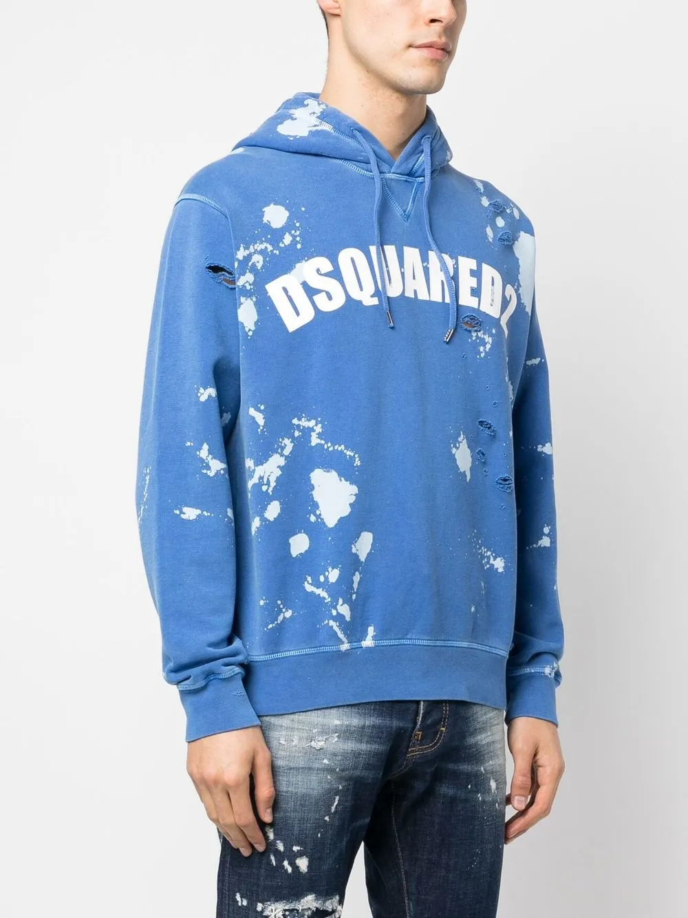 logo print distressed hoodie